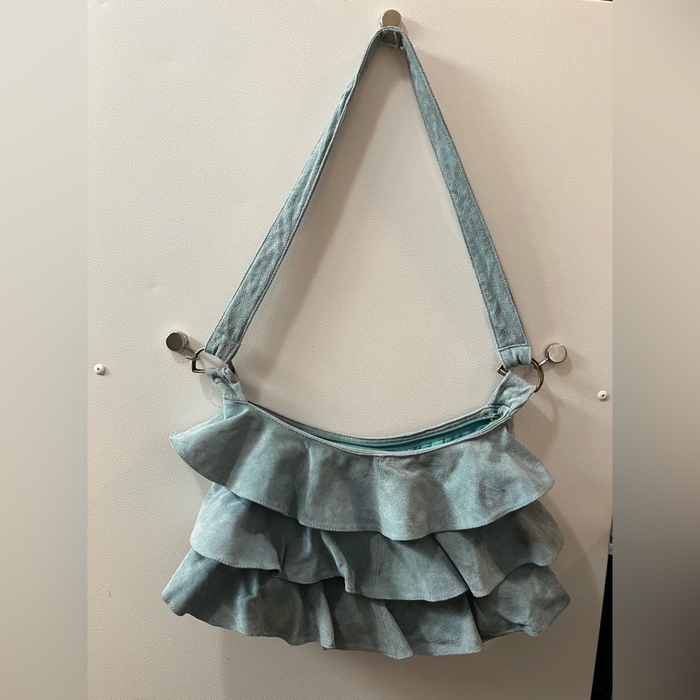 Vintage Lizden Lt Blue Suede Purse